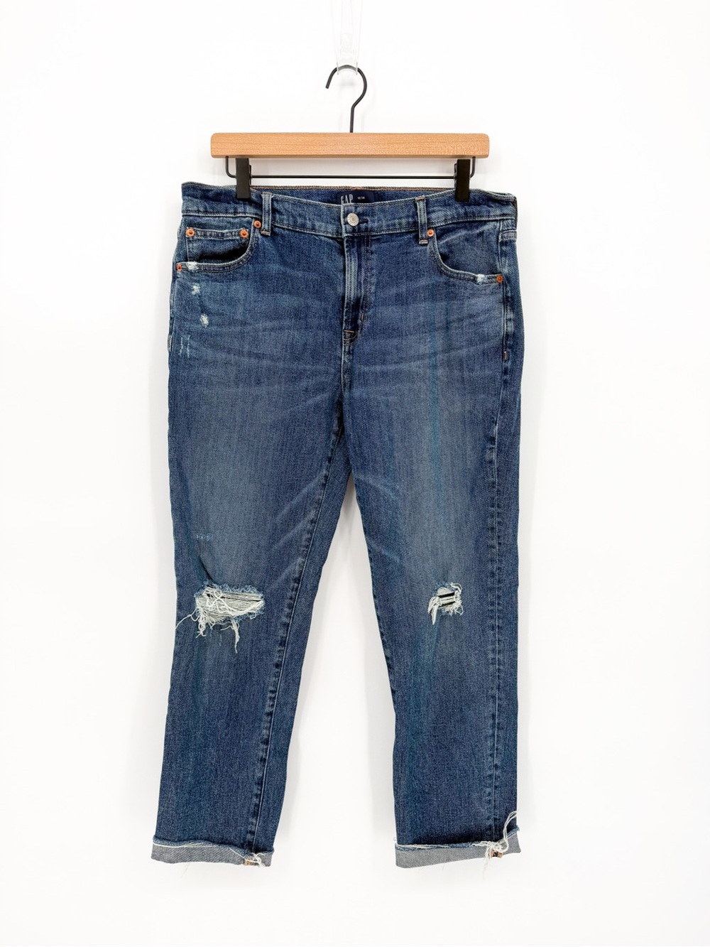 Gap Girlfriend Jeans Distressed Dark Denim Size 10